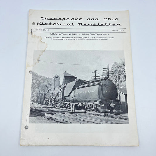 1976 Oct Chesapeake and Ohio Historical Newsletter C&O RR Thomas Dixon WV M1-2