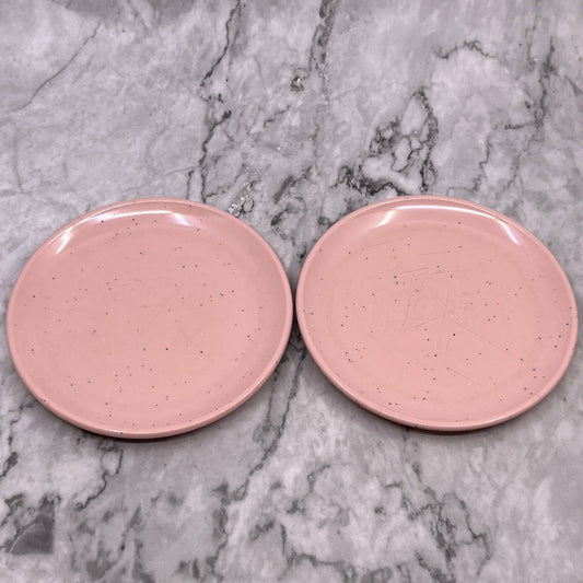 MCM Imperial Ware Speckled Confetti Pink Dessert Plate Set Melmac Malamine TA3