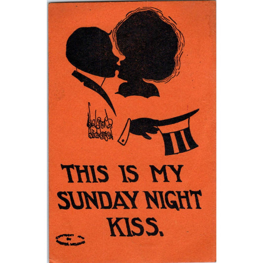 Antique Postcard Victorian Silhouettes "Sunday Night Kiss" SE3-2