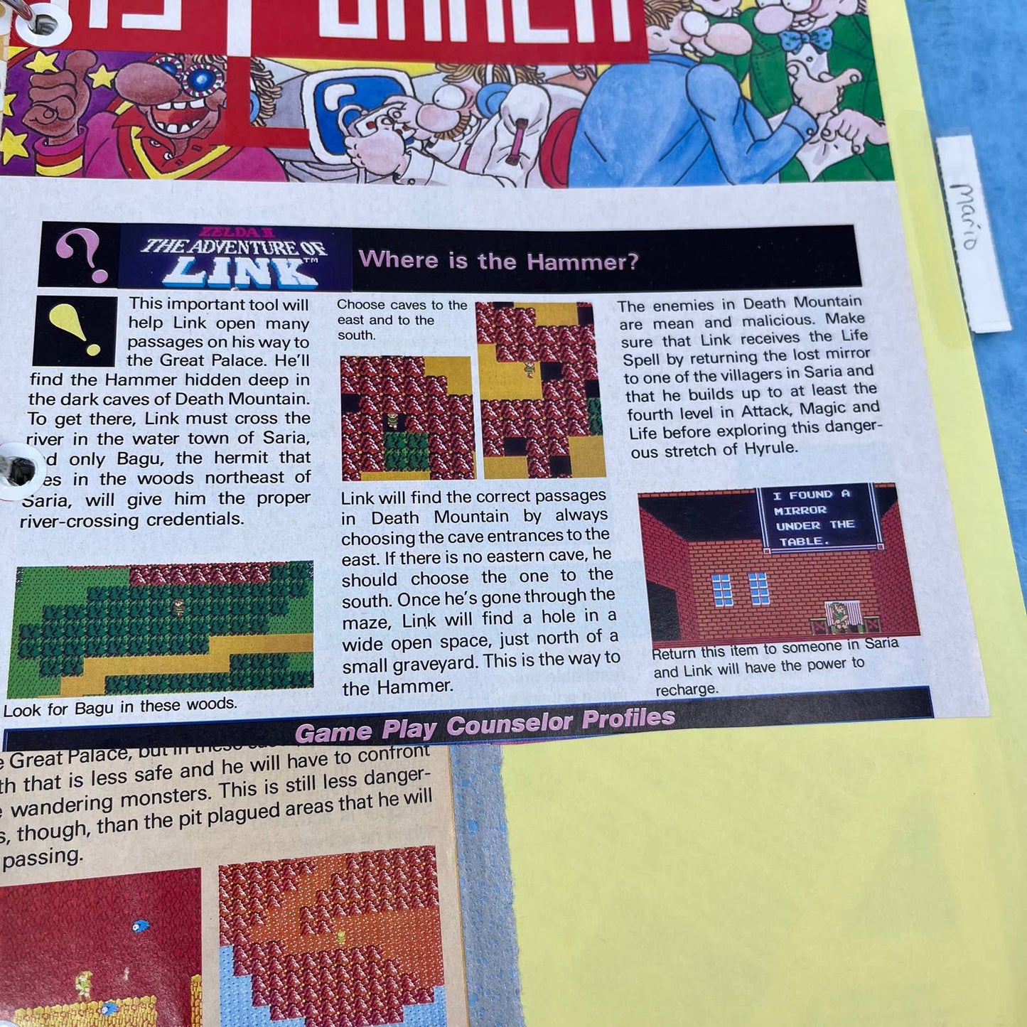 c1989 Binder of Clipped NES Maps and Articles From Nintendo Power Magazine TJ6-1