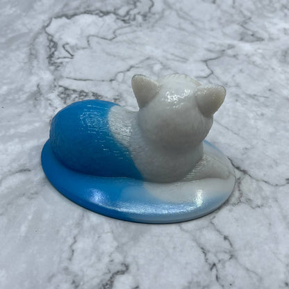 Vintage Westmoreland White/Blue Slag Glass Cat Candy Trinket Dish LID ONLY TA2