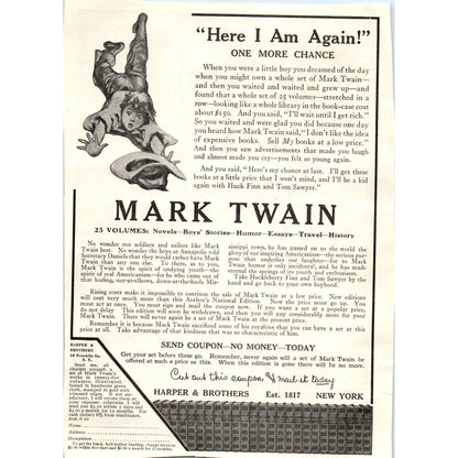 c1920 Harper's Magazine Ad - Mark Twain 25 Volume Book Set TF6-1