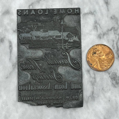 Vintage Letterpress Printers Block Plate Swedish Home Savings and Loan TJ57