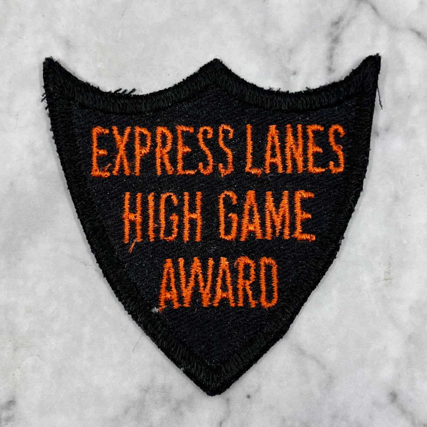 Vintage Embroidered Bowling Patch Express Lanes High Game Award SE7
