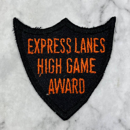 Vintage Embroidered Bowling Patch Express Lanes High Game Award SE7