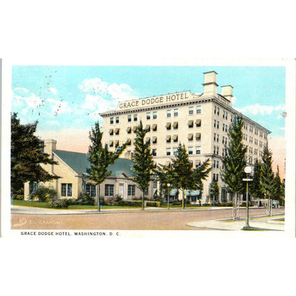 Grace Dodge Hotel 1924 Washington D.C. Original Postcard TK1-P2