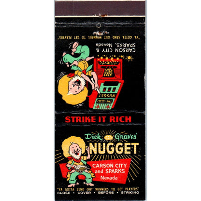 Dick Graves' Nugget Carson City & Sparks NV Advertising Matchbook Cover MM11-8