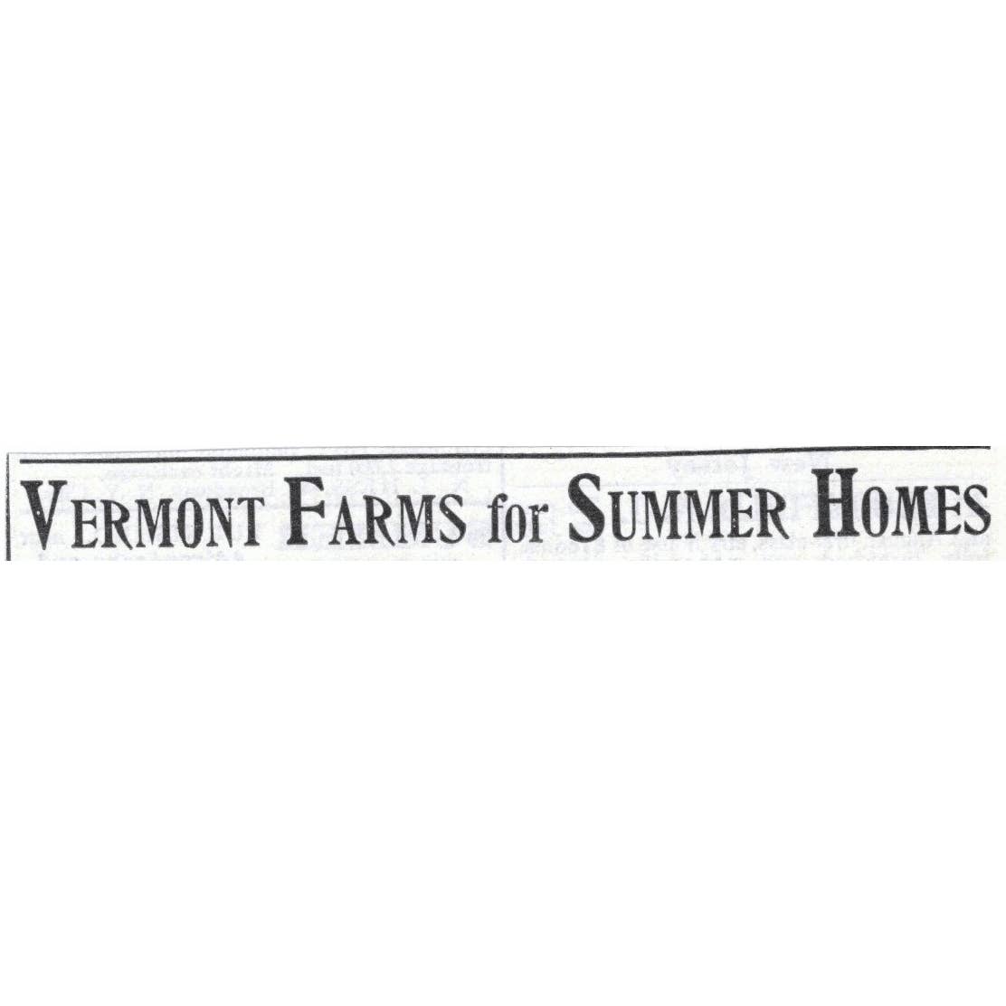 Vermont Farms for Summer Homes Green Mountains W.H. Hagen - 1903 Ad TJ7-S