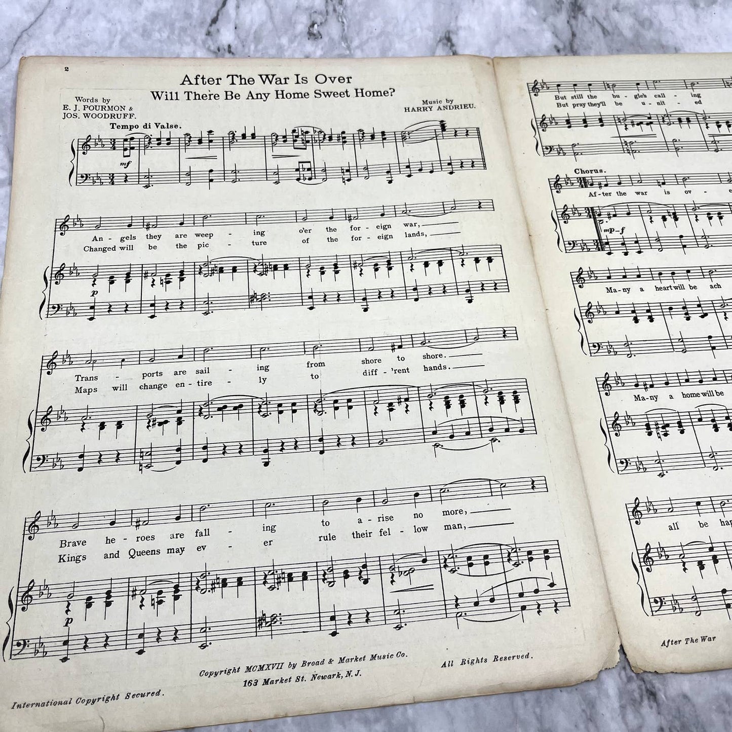 After the War is Over WWI Joseph Woodruff 1917 Sheet Music TK2-SM-2