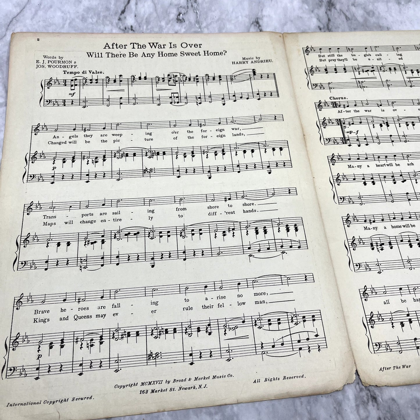 After the War is Over WWI Joseph Woodruff 1917 Sheet Music V42-1-2