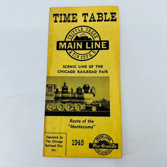 1949 Time Table Cripple Creek & Tin Cup Railroad-Chicago Railroad Fair EA1