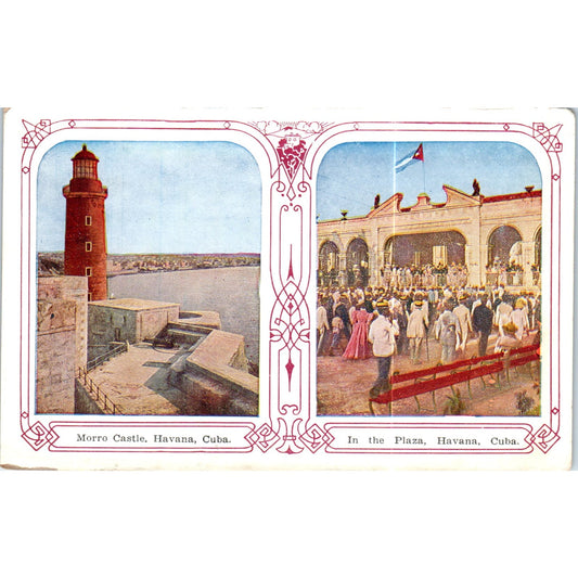 Morro Castle, The Plaza Havana Cuba Winsch Back Original Postcard P3-1