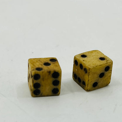 Antique Pair of Miniature Bone Dice 1/4” SB1