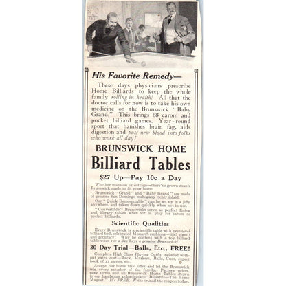 c1920 Harper's Magazine Ad - Brunswick Home Billiard Tables EA3-4