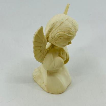 Vintage Hard Plastic Christmas White Angel Figurine Kneeling Praying 4" SB2