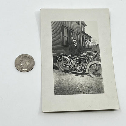 c1920 RPPC Man Posing with Early Excelsior Henderson Motorcycle SC5