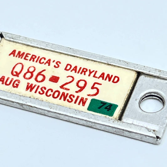 Vintage DAV 1974 May Wisconsin Key Chain License Plate Keychain SD5