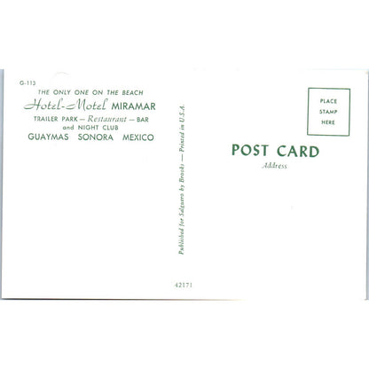 Hotel Miramar Guaymas Sonora Mexico Patio - Original Postcard TJ7-RP3