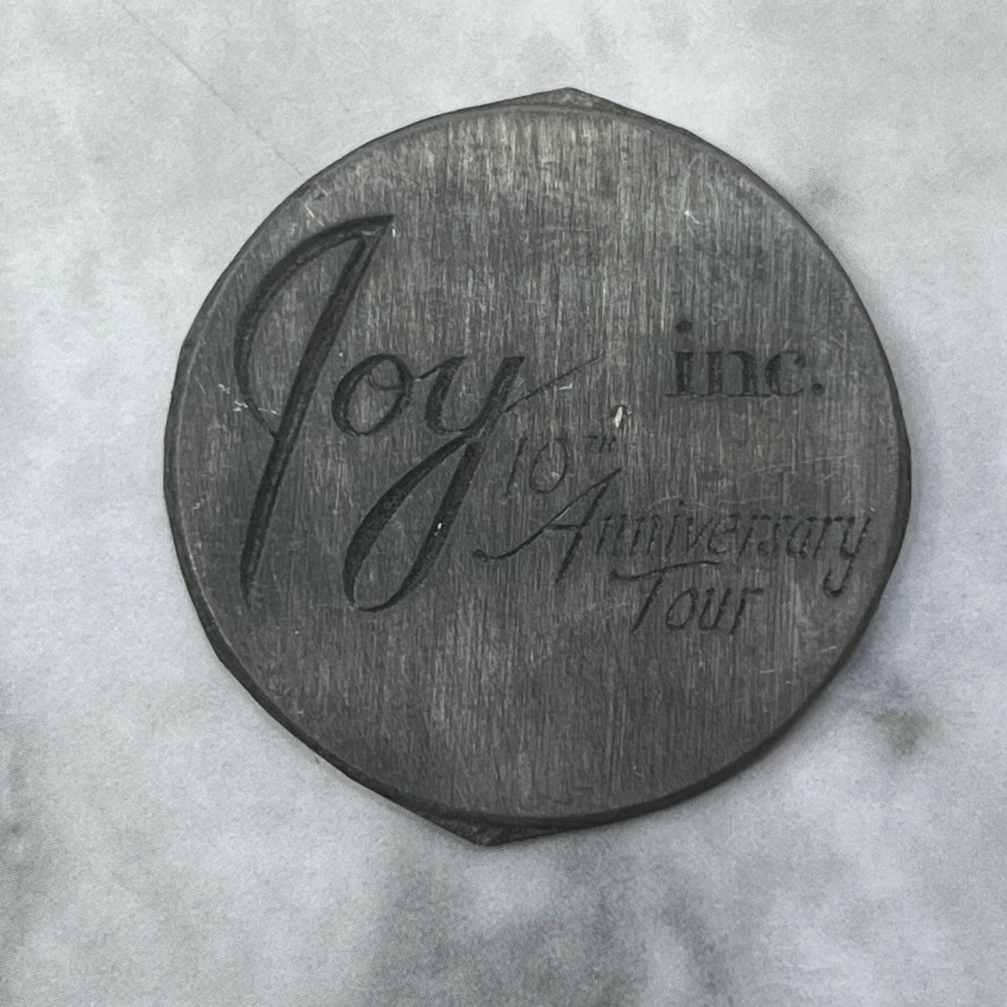 Vintage Letterpress Printers Block Plate Joy inc. 10th Anniversary Tour SE844
