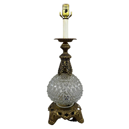 1970 Hollywood Regency Glam Lamp Crystal Glass & Brass EF Industries 23" WORKS