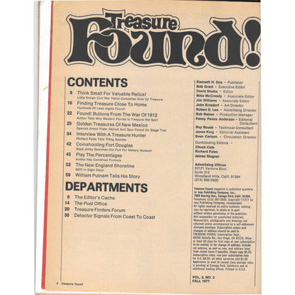 Treasure Found! Magazine - Treasure Hunting Metal Detecting Fall 1977 M3
