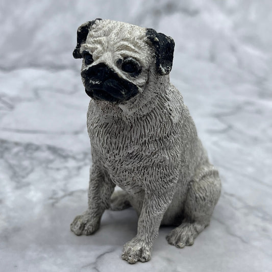 Vintage Hand Painted Cast Resin Pug Dog Figurine 3” TK3