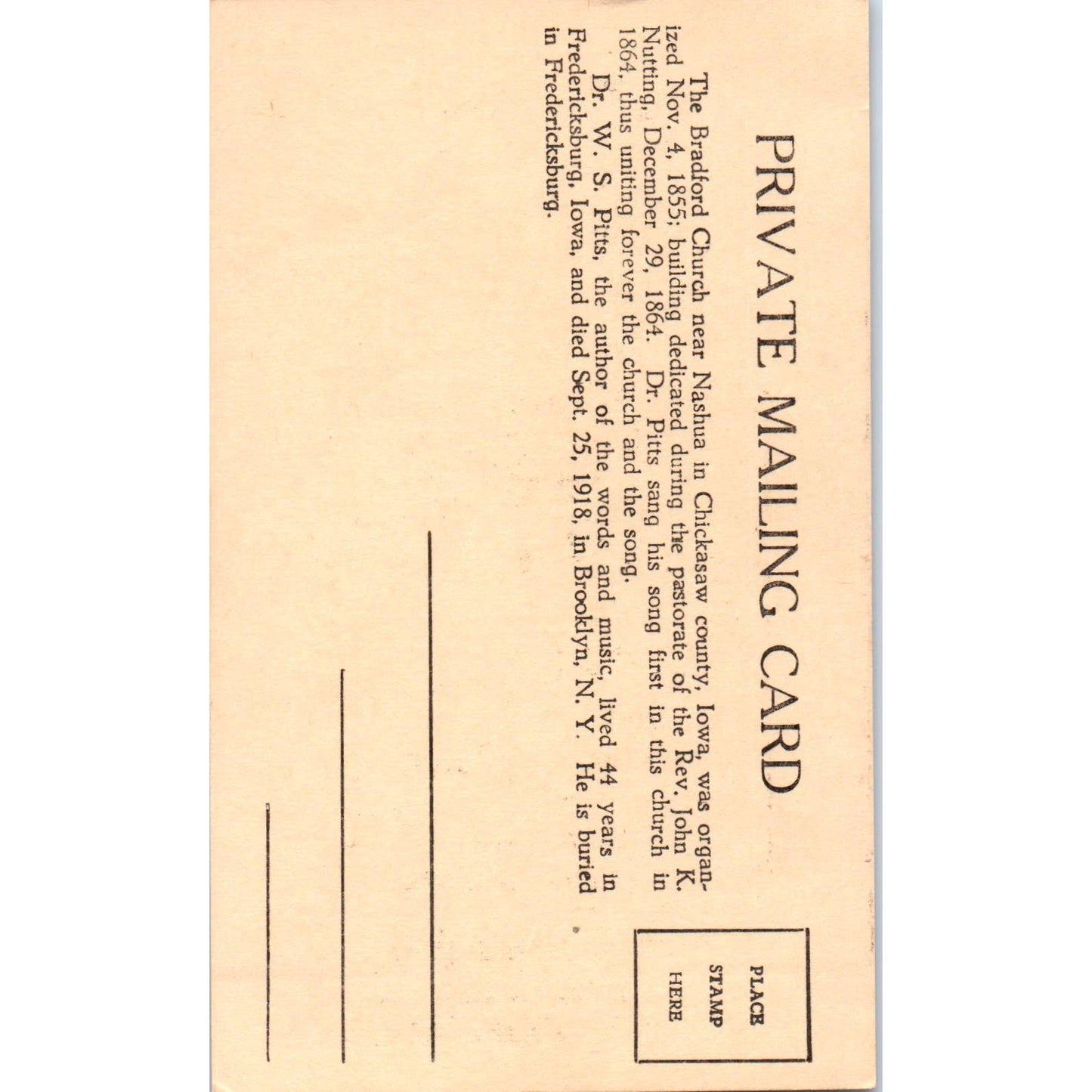 c1900 Sheet Music Postcard Hymn The Church in the Wildwood Original TK1-24