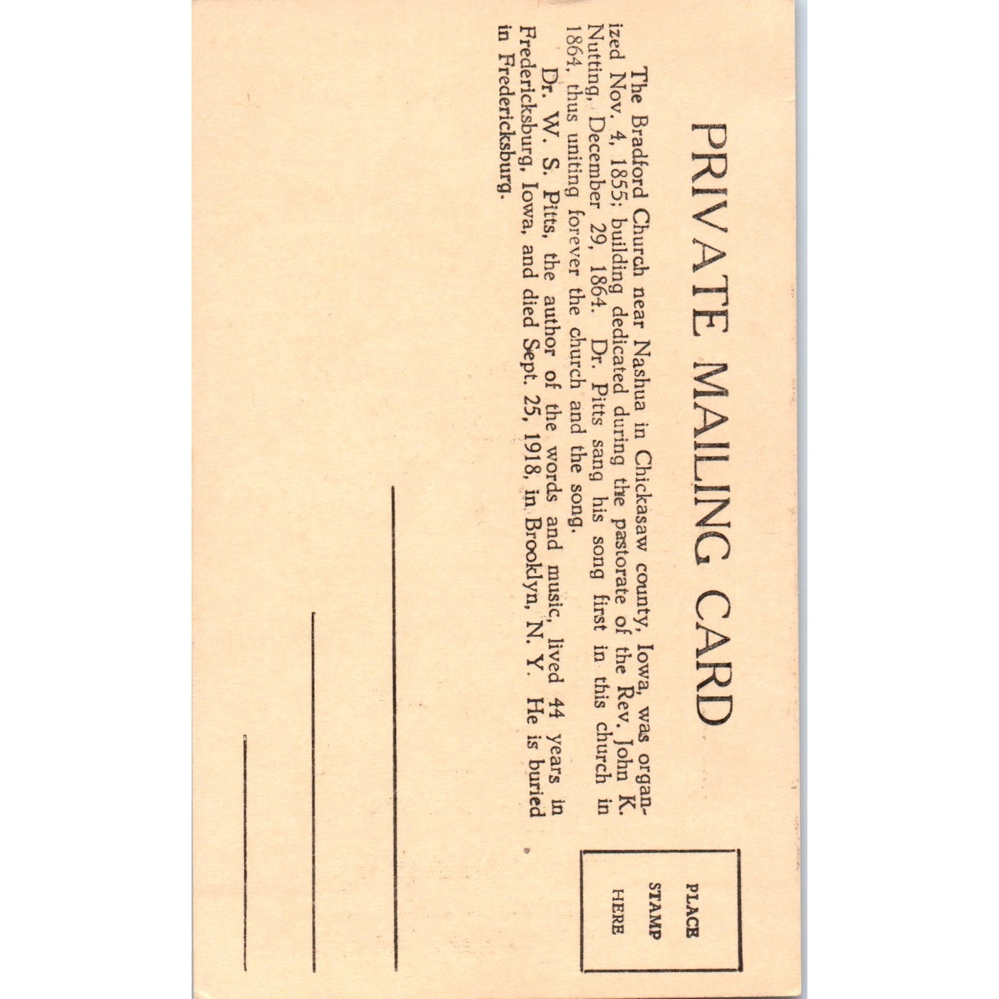 c1900 Sheet Music Postcard Hymn The Church in the Wildwood Original P1-13