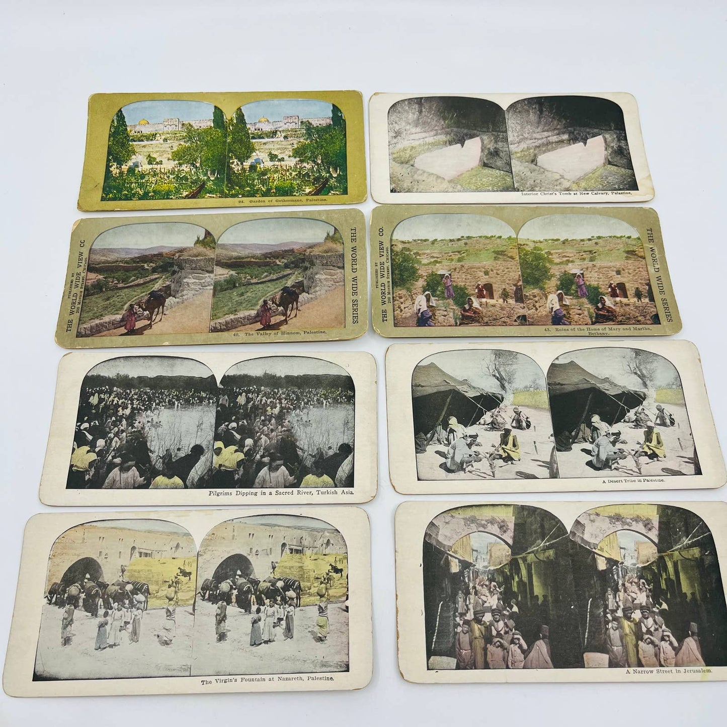 c1890 Lot of 8 Stereoview Cards Pictures PALESTINE JERUSALEM PRE-ISRAEL TA7-26