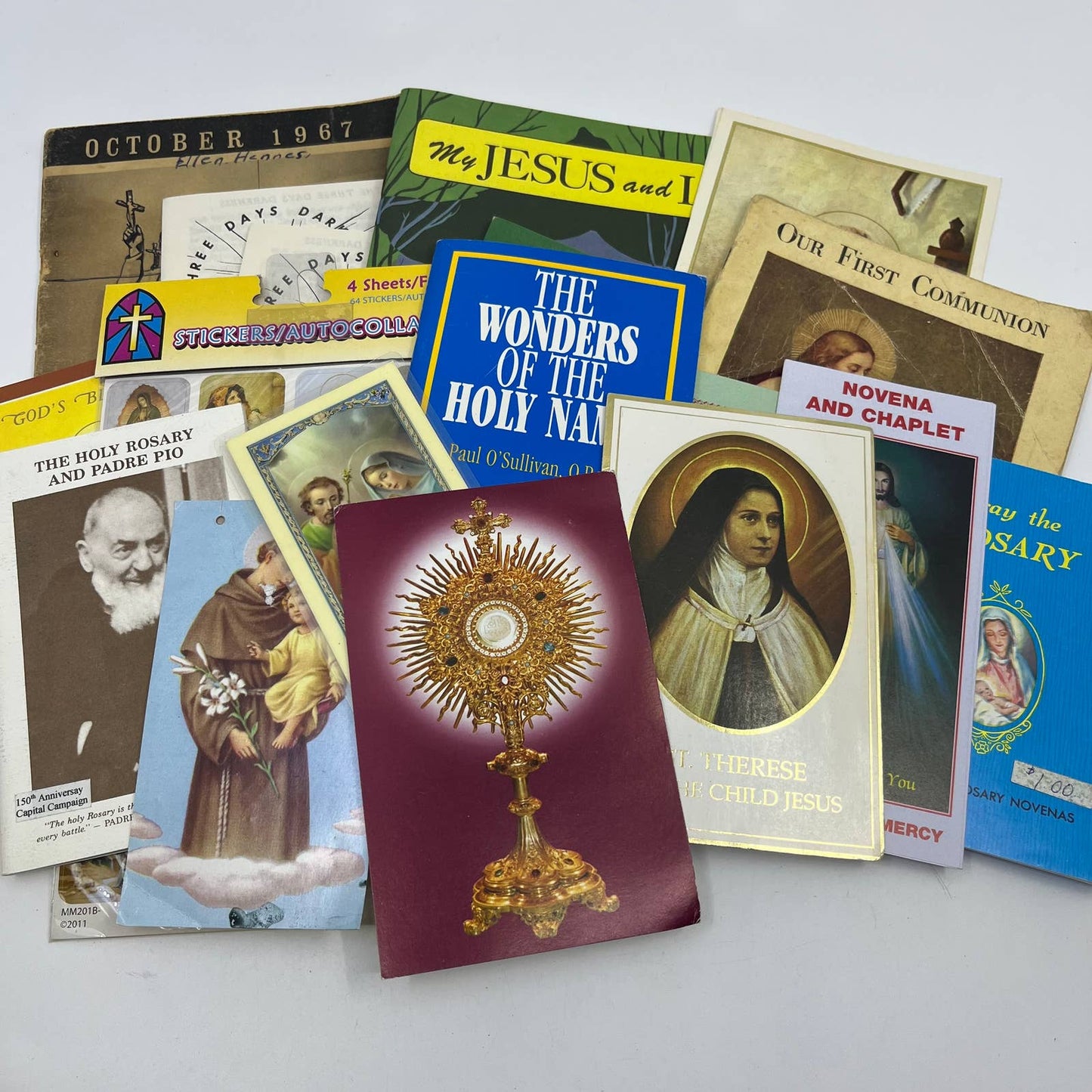 Huge Lot of Vintage Catholic Ephemera Relics Books & More SG5-3