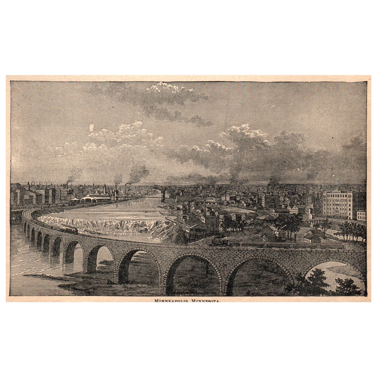 Minneapolis Minnesota 5x8" Original Engraving 1899 AK5-18