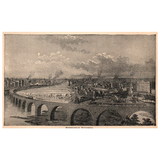 Minneapolis Minnesota 5x8" Original Engraving 1899 AK5-18
