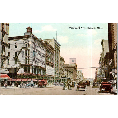 Woodward Ave. Detroit Michigan c1910 Original Postcard TK1-P13