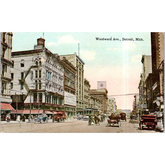 Woodward Ave. Detroit Michigan c1910 Original Postcard TK1-P13