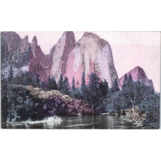 Cathedral Rocks & Three Graces Yosemite Valley CA c1910 Original Postcard TK1-24