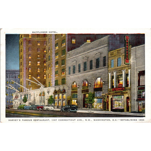 Harvey's Famous Restaurant 1949 Washington D.C. Original Postcard P1-16