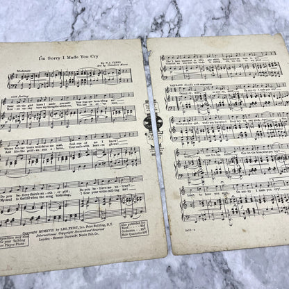 I'm Sorry I Made You Cry June Elvidge N.J. Clesi 1918 Sheet Music V37-5