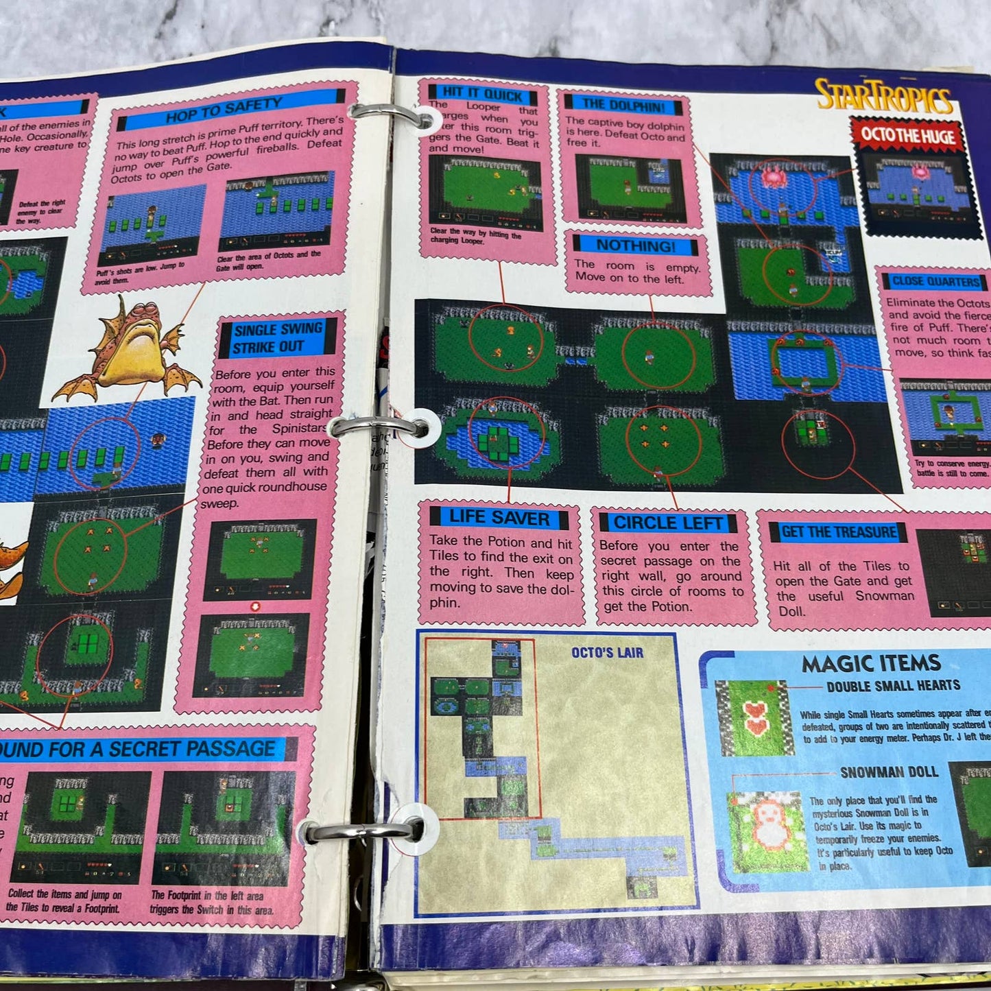 c1989 Binder of Clipped NES Maps and Articles From Nintendo Power Magazine TJ6-3