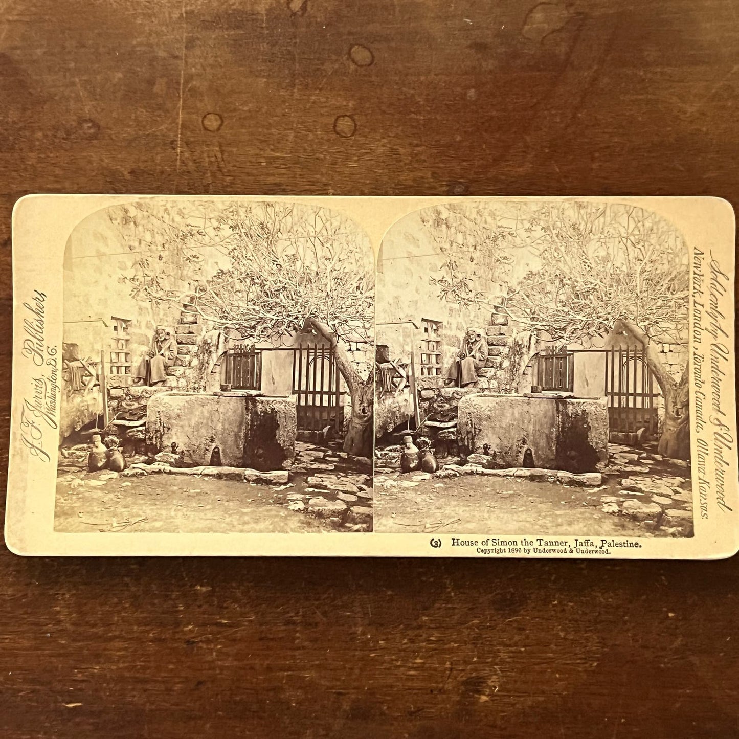 House of Simon the Tanner Jaffa Palestine 1896 Antique Stereoview Card TJ9-V1