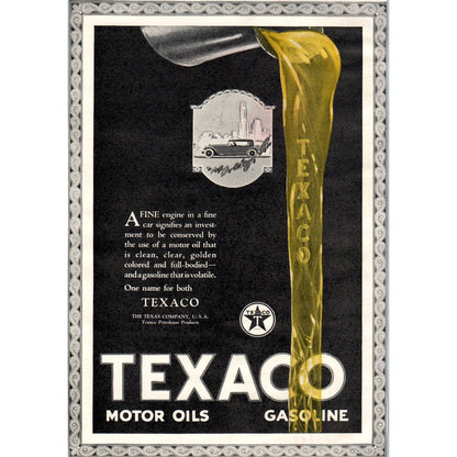 c1920 Harper's Magazine Ad - Texaco Motor Oils Gasoline TF6-1