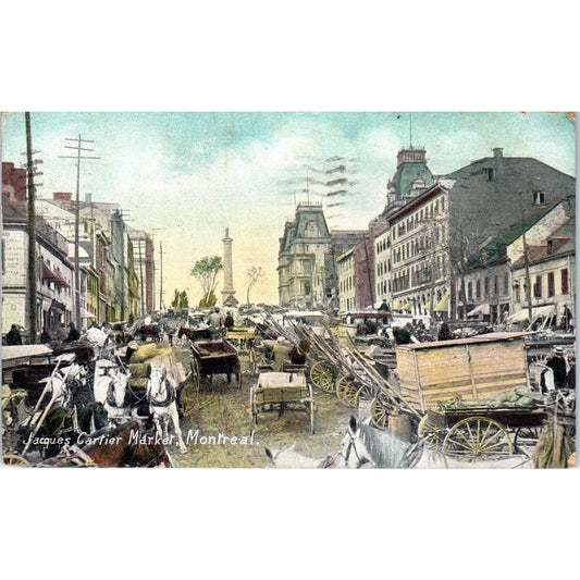 Jacques Cartier Market Montreal 1907 - Original Postcard TJ7-RP3