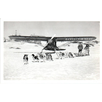 Airplane and Team of Sled Dogs in Alaska RPPC Original Postcard TK1-30