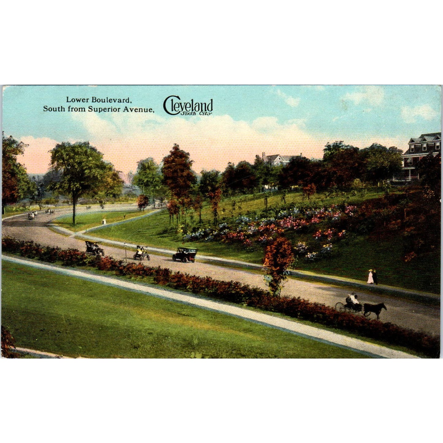 Antique Postcard Lower Boulevard South from Superior Avenue Cleveland Ohio TD9