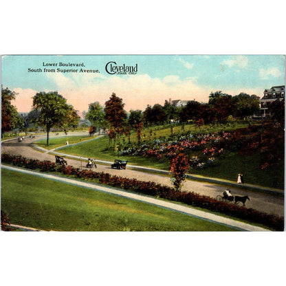 Antique Postcard Lower Boulevard South from Superior Avenue Cleveland Ohio TD9