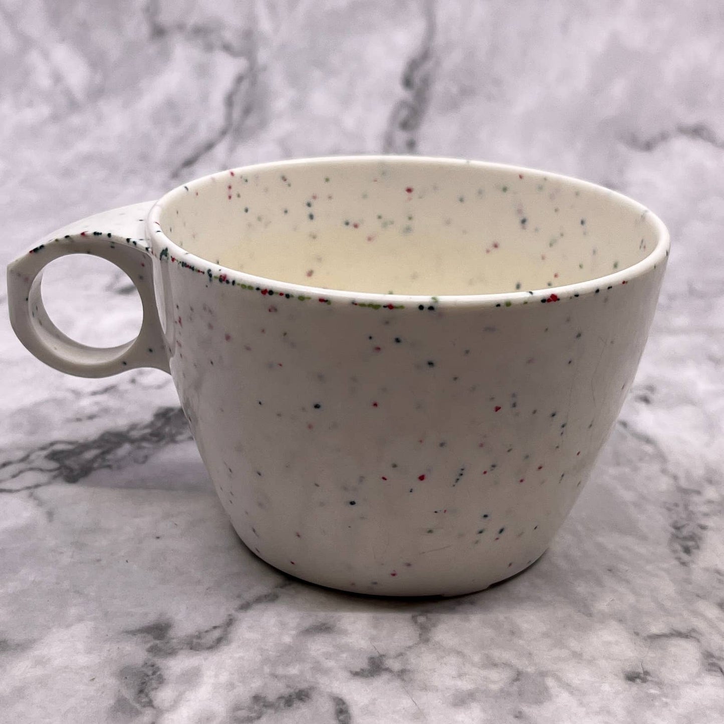 Imperial Ware Speckled Confetti White MCM Coffee Tea Cup Melmac Malamine TA3