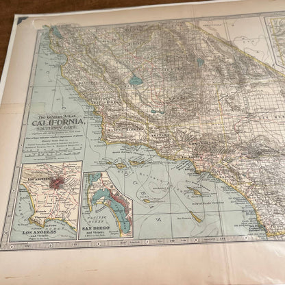 Antique 1897 The Century Atlas Map of CALIFORNIA SET OF 2 Engraved 12.5x17 FL5