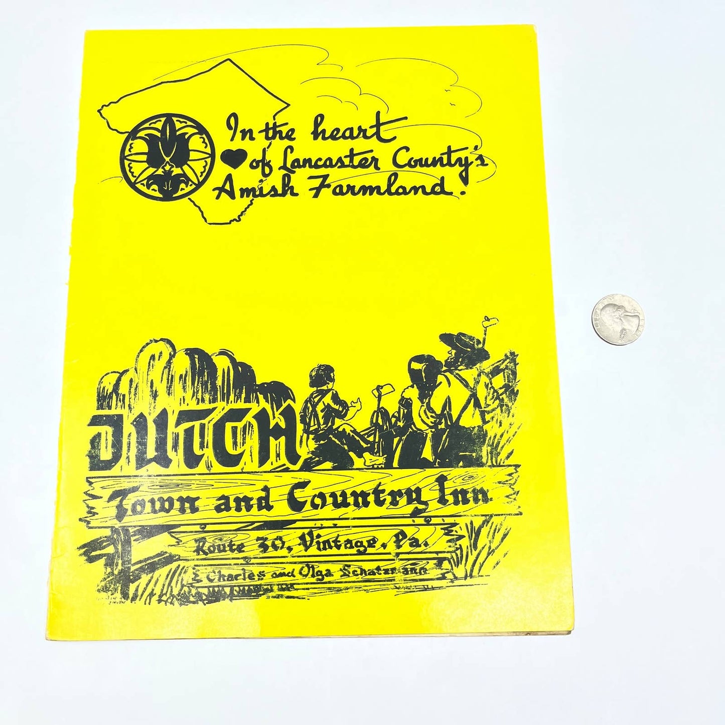 1960s Dutch Town & Country Inn Restaurant Menu Lancaster County Vintage PA FL3