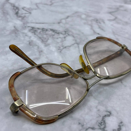 Vtg Capri-Vogue Silver Tortoise Metal Butterfly Aviator Eyeglasses FRAMES TA2