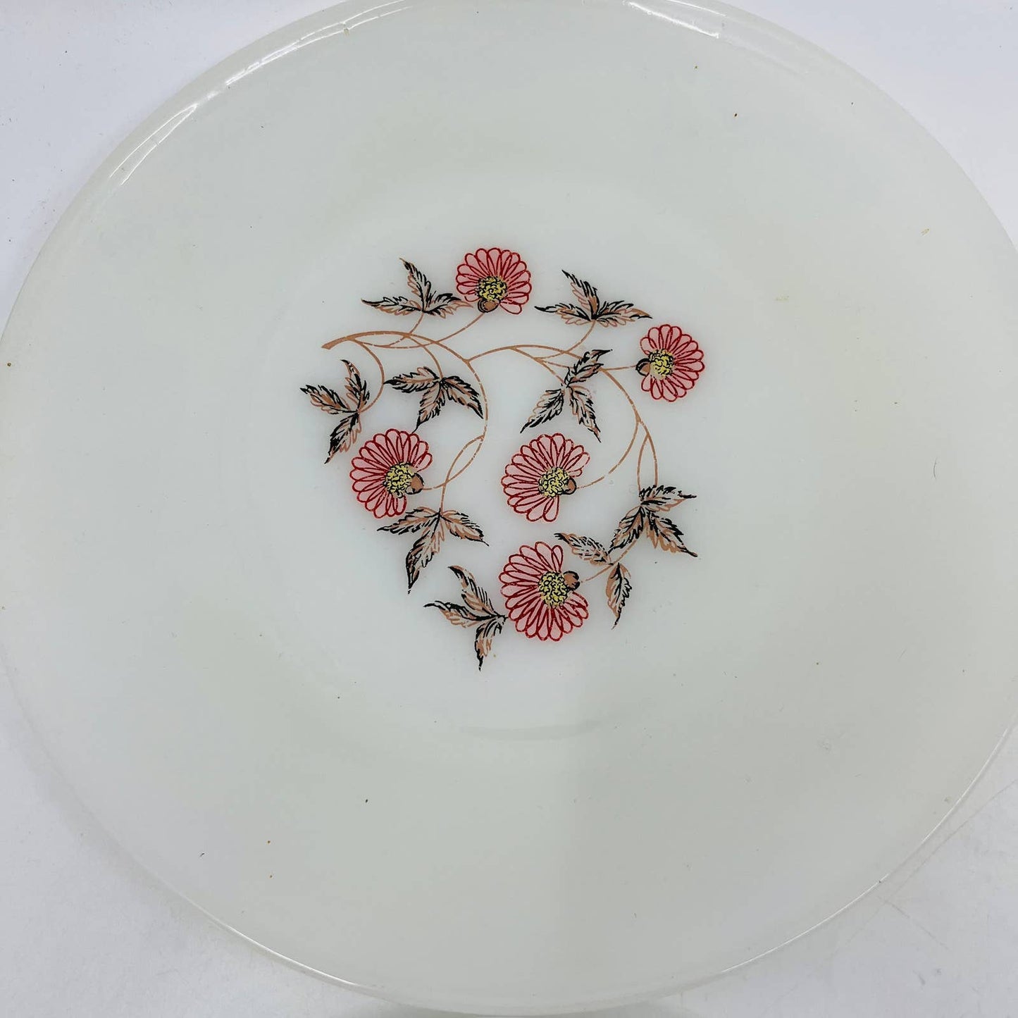 1950s MCM Fire King Fleurette Vintage Milk Glass 9” Dinner Plate Set of 4 TC9