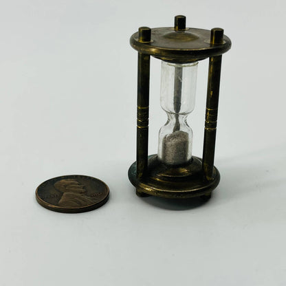 Antique Miniature Brass Sand Timer Toy Dollhouse SB4